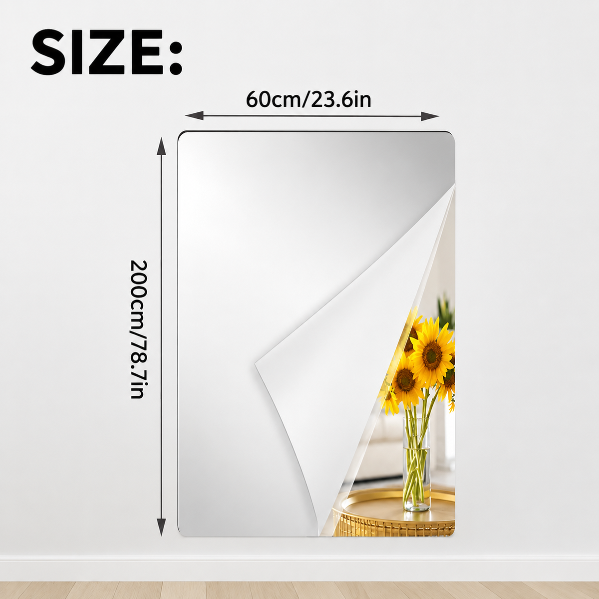 Mirror Film Self-Adhesive Shatterproof Crystal Clear