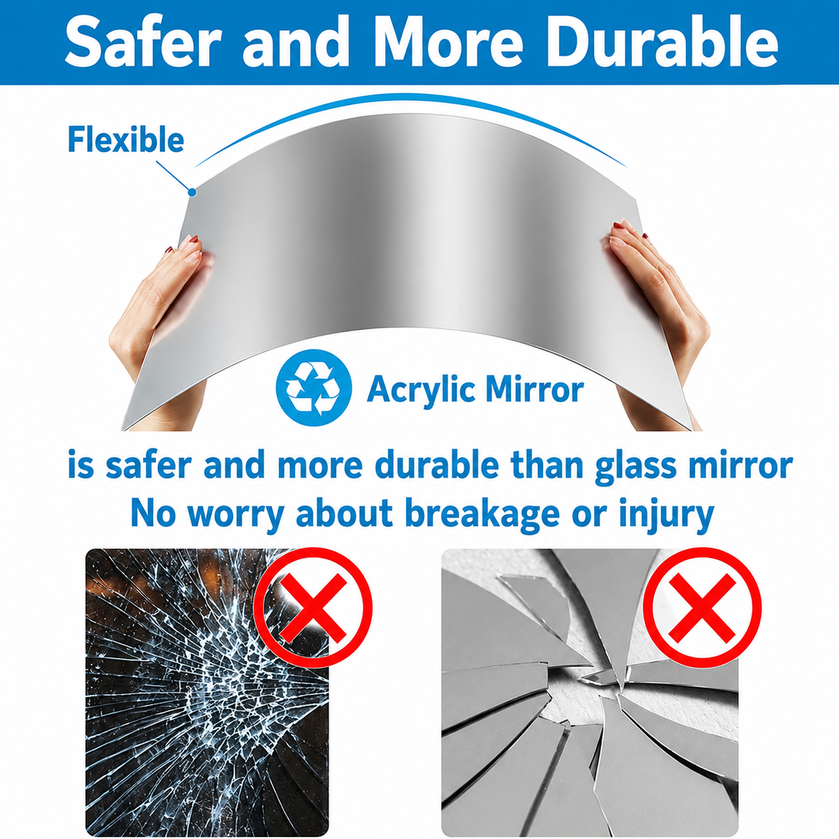 Mirror Film Self-Adhesive Shatterproof Crystal Clear