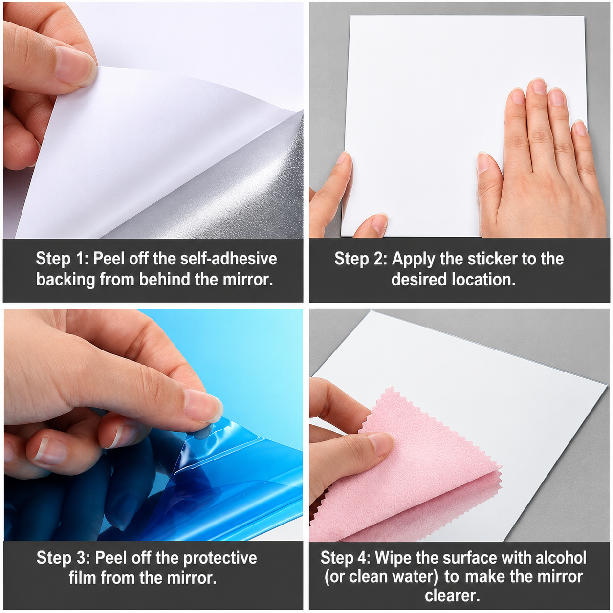 Mirror Film Self-Adhesive Shatterproof Crystal Clear
