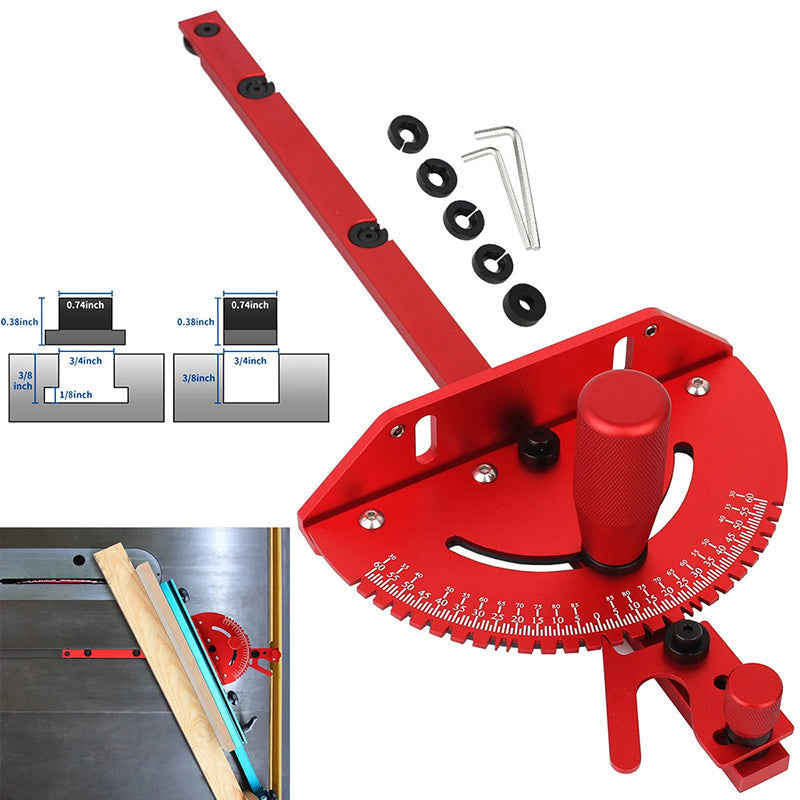 Miter Gauge Anodized Aluminum 0°–60° Non-Slip Rail