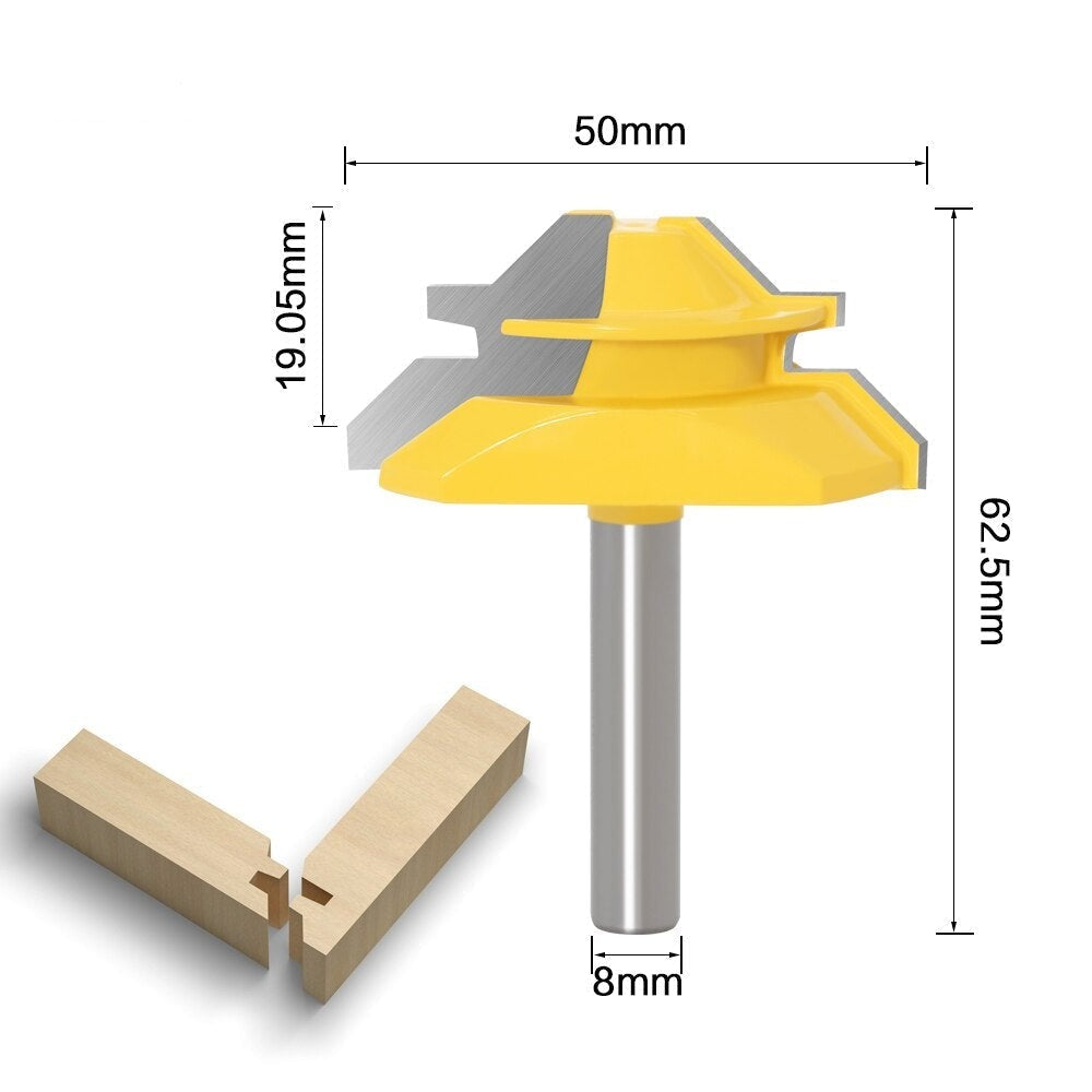 Miter Router Bit 45-Degree Carbide & Teflon Coated