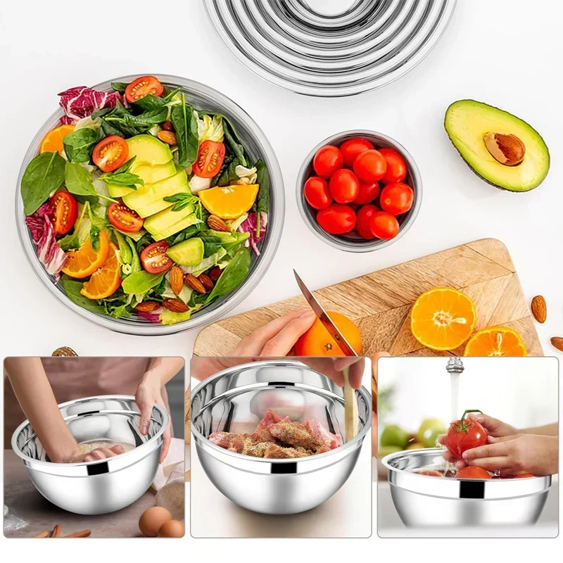 Mixing Bowl Set Stainless Steel Airtight Lids & Graters
