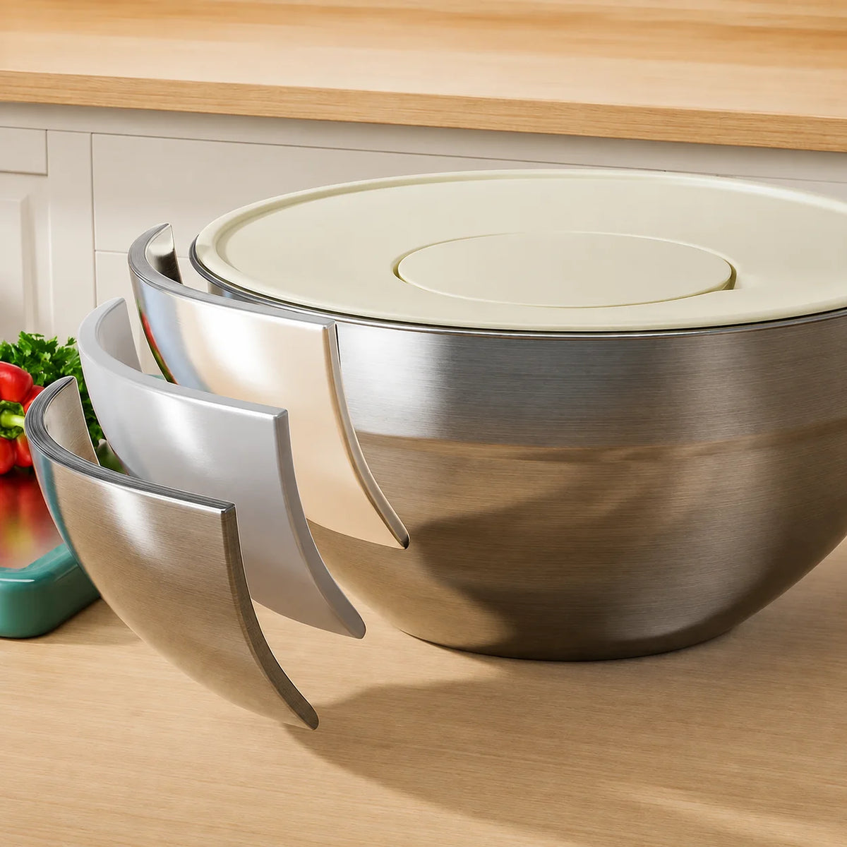 Mixing Bowl Set Stainless Steel Airtight Lids & Graters
