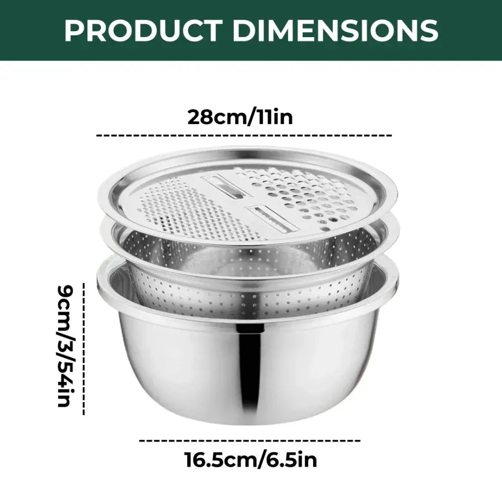 Mixing Bowl Set Stainless Steel Grater & Sieve