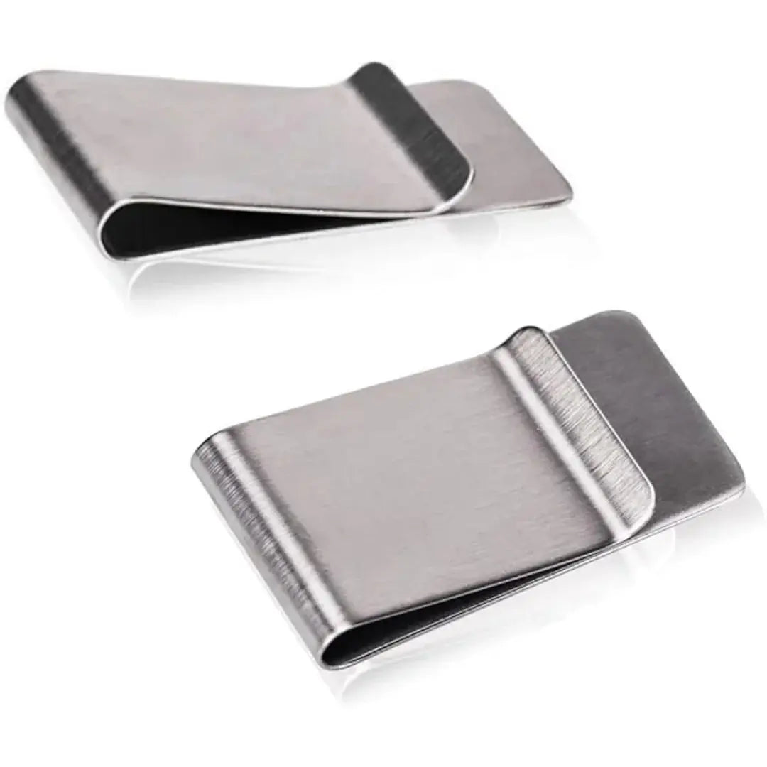 Money Clip Slim Brushed Stainless Steel Secure Spring Tension