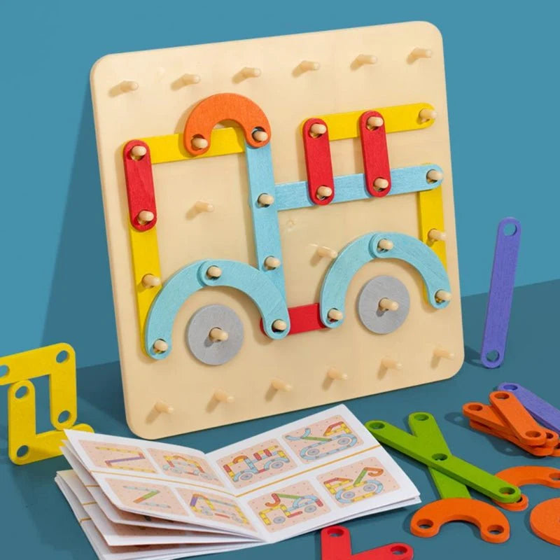 Montessori Pegboard Wood & ABS Pieces Template Cards
