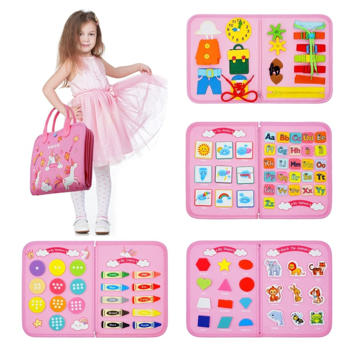 Montessori Sensory Board 15 Activities Wool Travel-Size