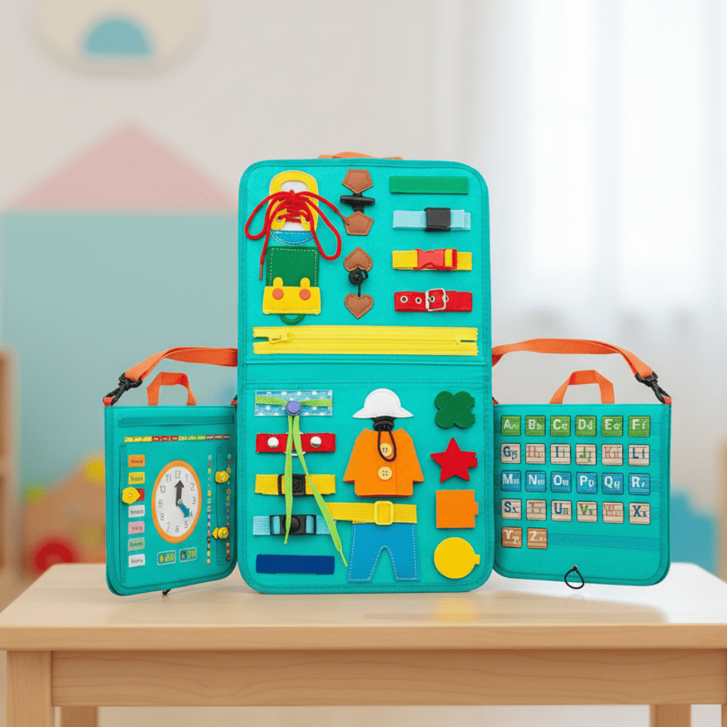 Montessori Sensory Board 15 Activities Wool Travel-Size