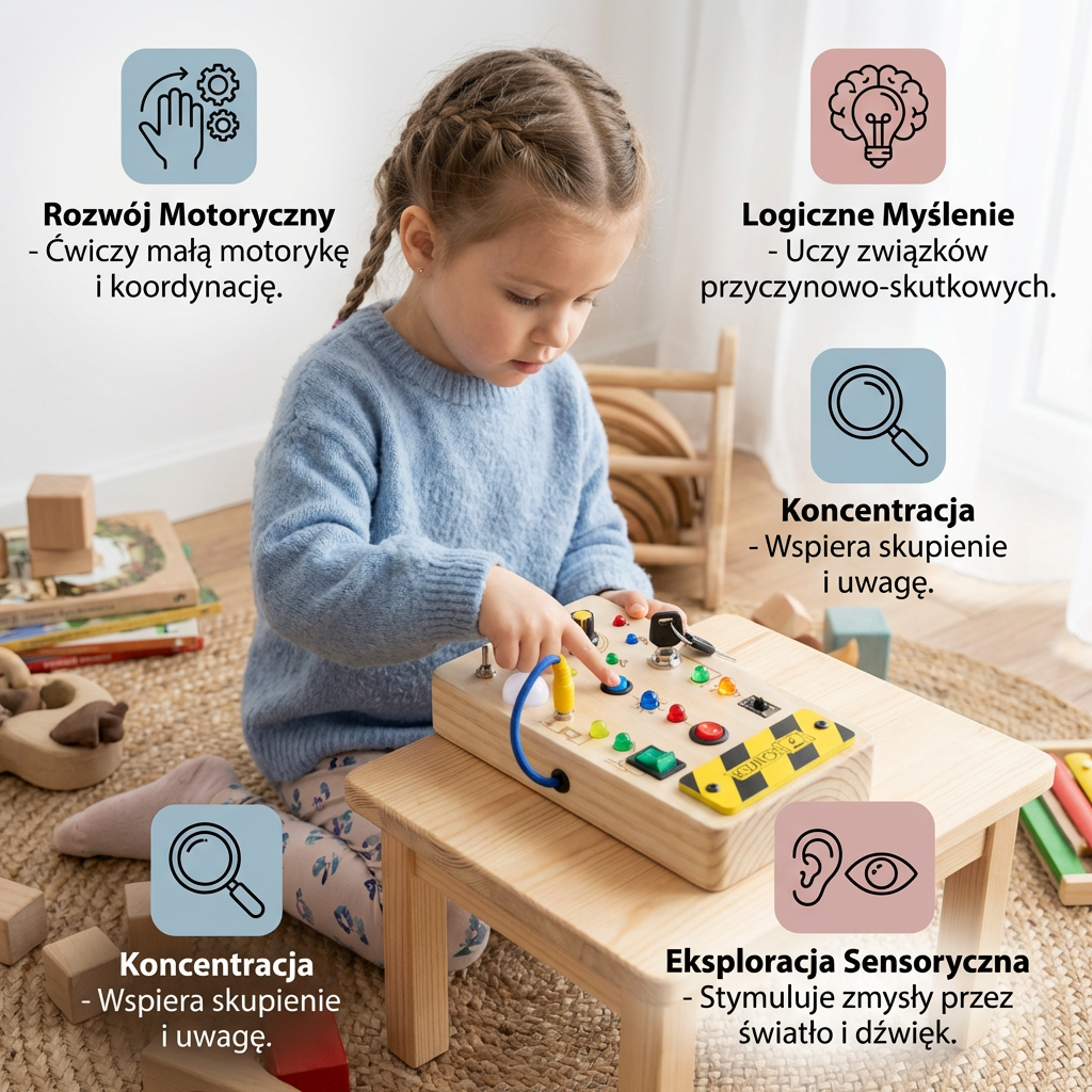 Montessori Sensory Board Wooden LED Lights & Real Switches