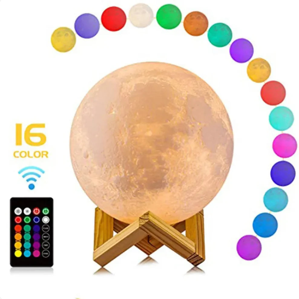 Moon Lamp 16 Colors Remote Control USB Rechargeable