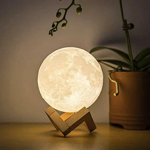 Moon Lamp Touch Control Rechargeable Wooden Stand