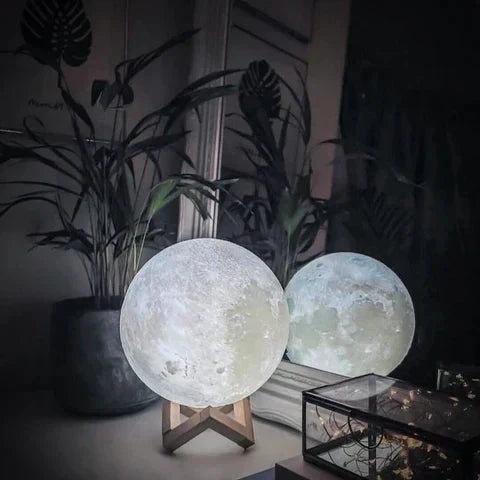 Moon Lamp Touch Control Rechargeable Wooden Stand