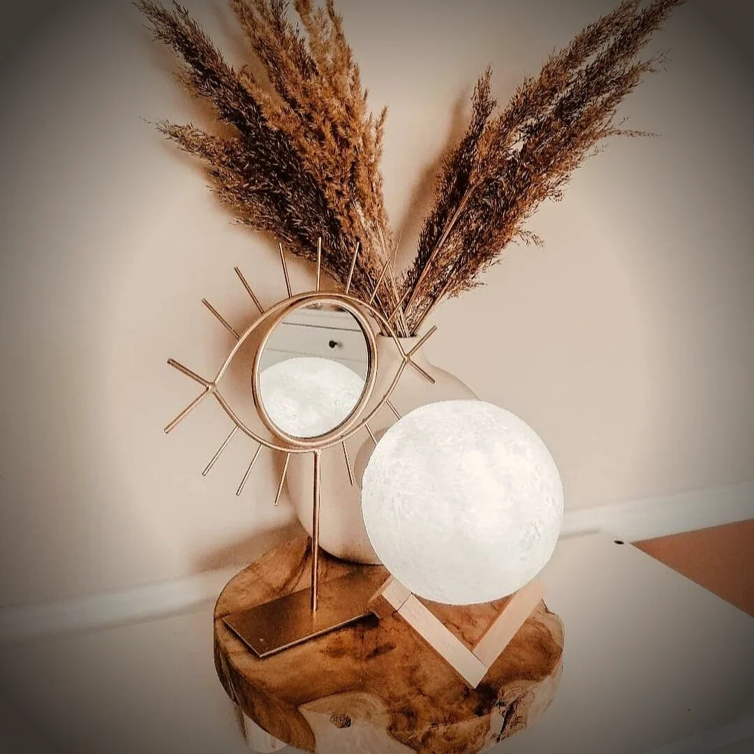 Moon Lamp Touch Control Rechargeable Wooden Stand