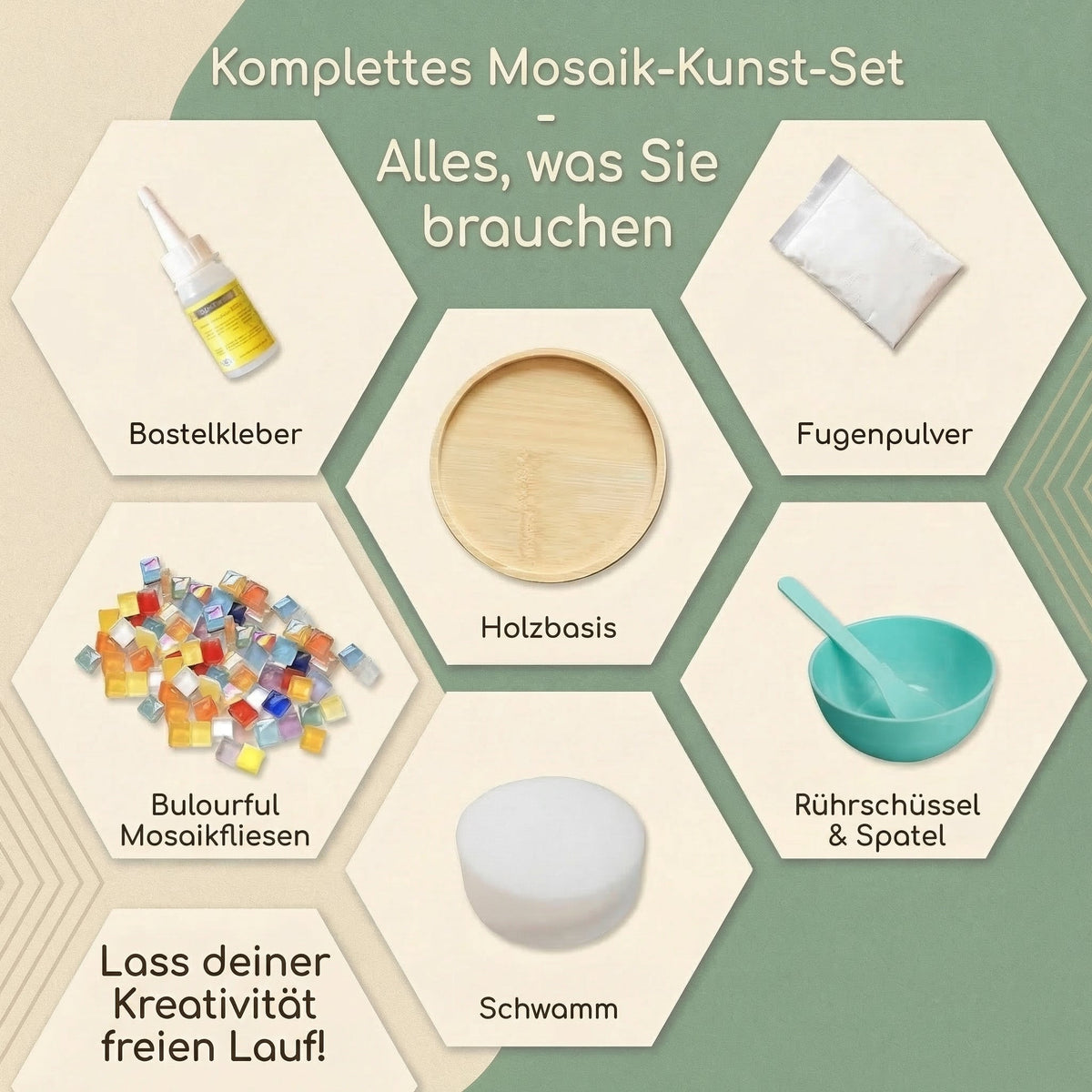 Mosaic Coaster Kit Tiles & Bases 12 Designs