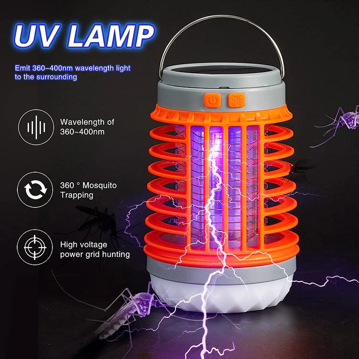 Mosquito Lamp Solar & USB Charging 4,036 Sq Ft