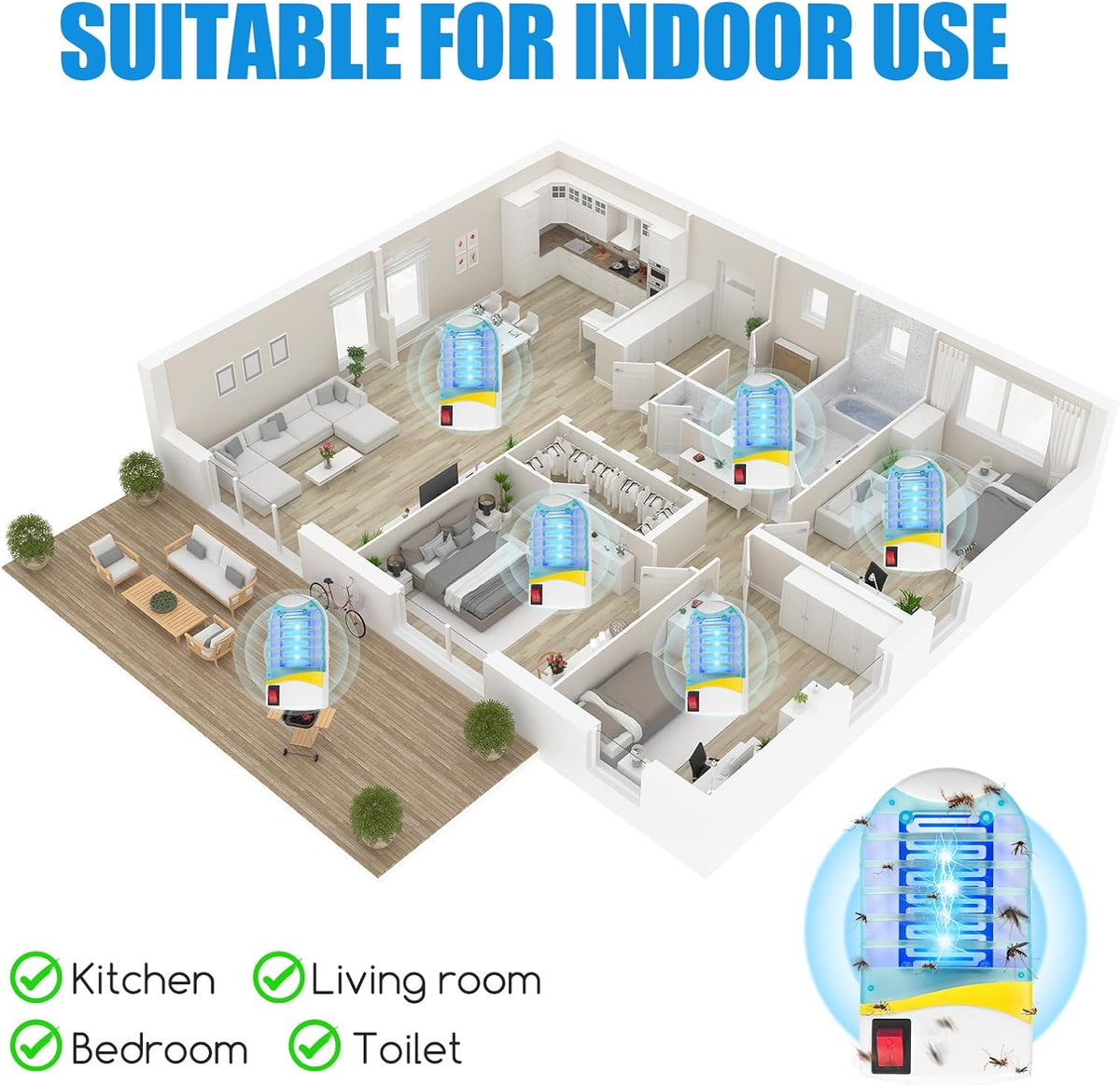 Mosquito Trap Chemical-Free UV Light Silent 538 Sq Ft