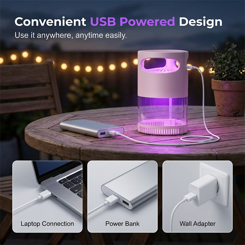 Mosquito Trap Lamp UV Light & Silent Fan USB Powered