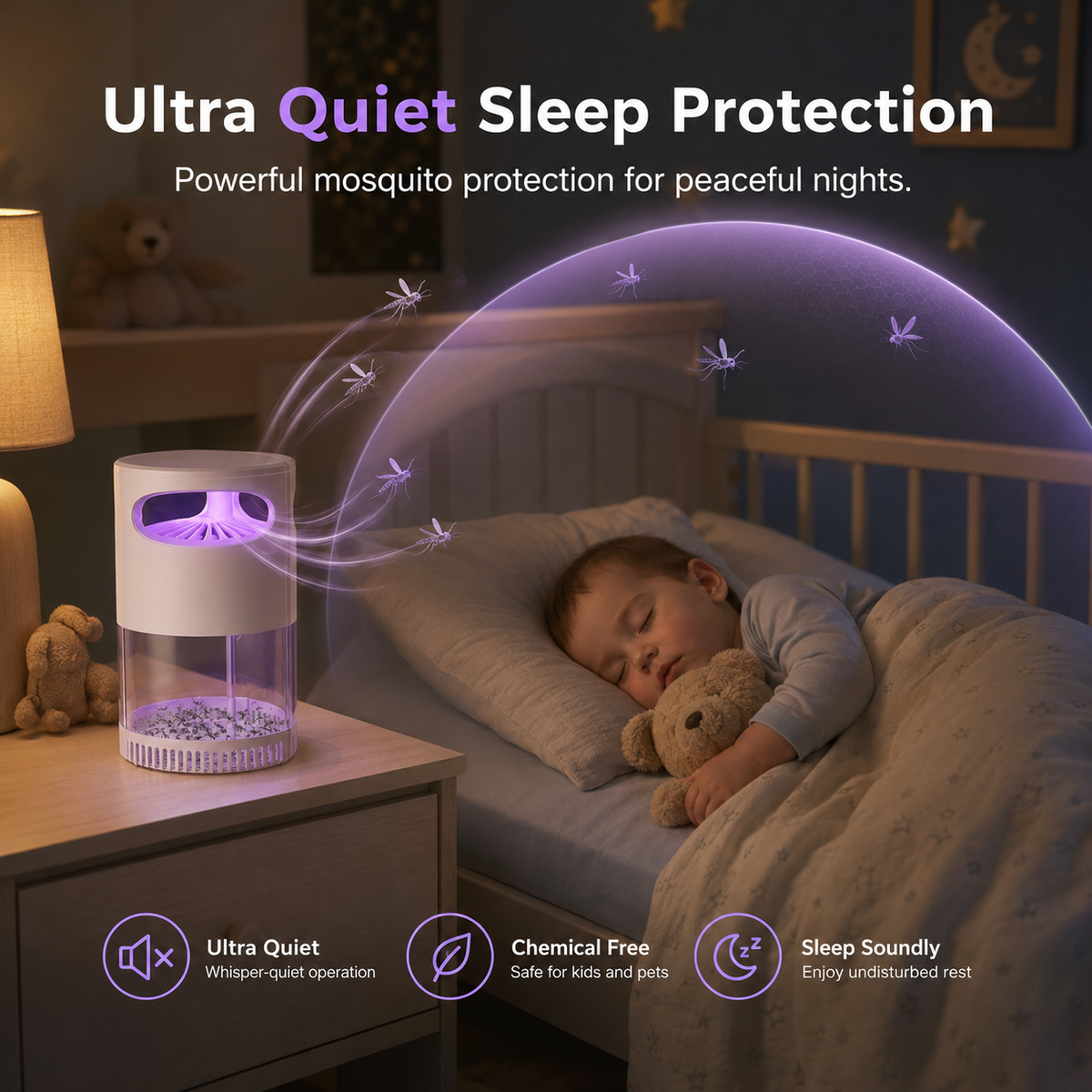 Mosquito Trap USB-Powered UV Light & Silent Fan