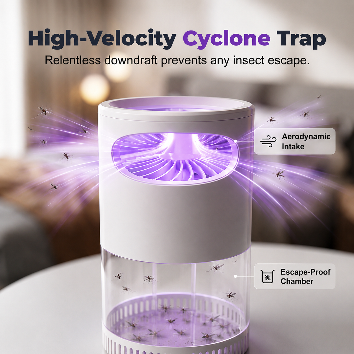 Mosquito Trap USB-Powered UV Light & Silent Fan