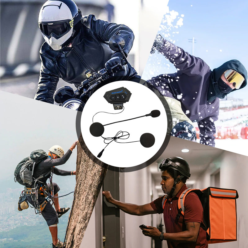 Motorcycle Bluetooth Headset Noise-Cancelling Intercom 32-Hour Battery