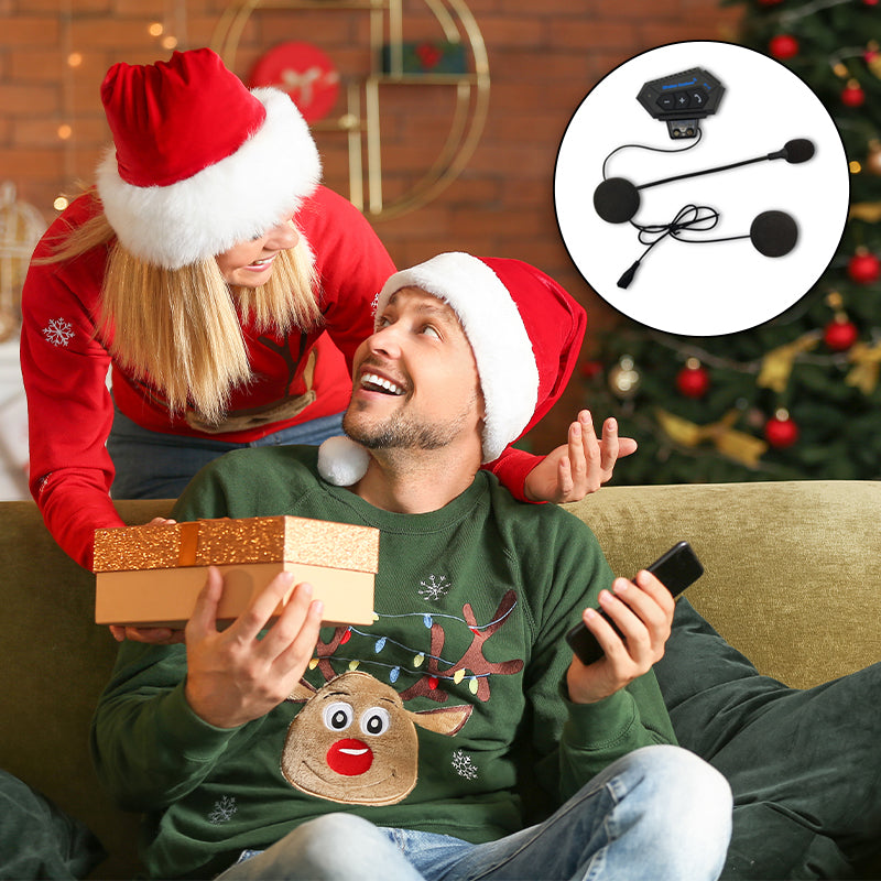 Motorcycle Bluetooth Headset Noise-Cancelling Intercom 32-Hour Battery