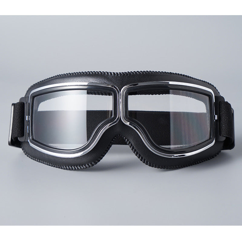 Motorcycle Goggles Vintage Style Fits Over Glasses Scratch-Resistant Lenses