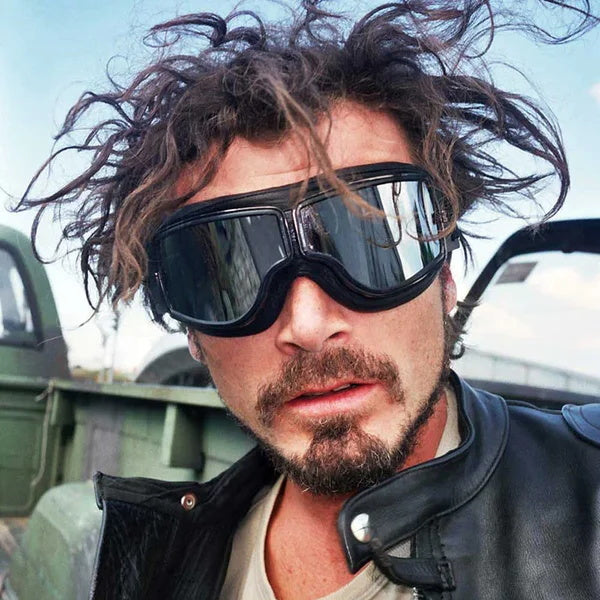 Motorcycle Goggles Vintage Style Fits Over Glasses Scratch-Resistant Lenses