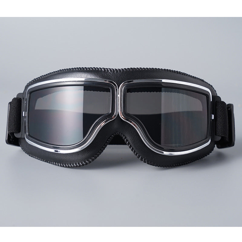 Motorcycle Goggles Vintage Style Fits Over Glasses Scratch-Resistant Lenses