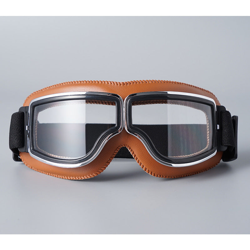 Motorcycle Goggles Vintage Style Fits Over Glasses Scratch-Resistant Lenses