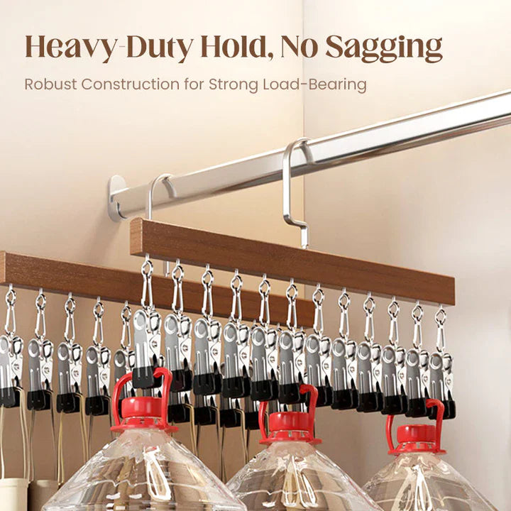 Multi-Clip Hanger Solid Wood Rotating Hook Soft Protective Caps