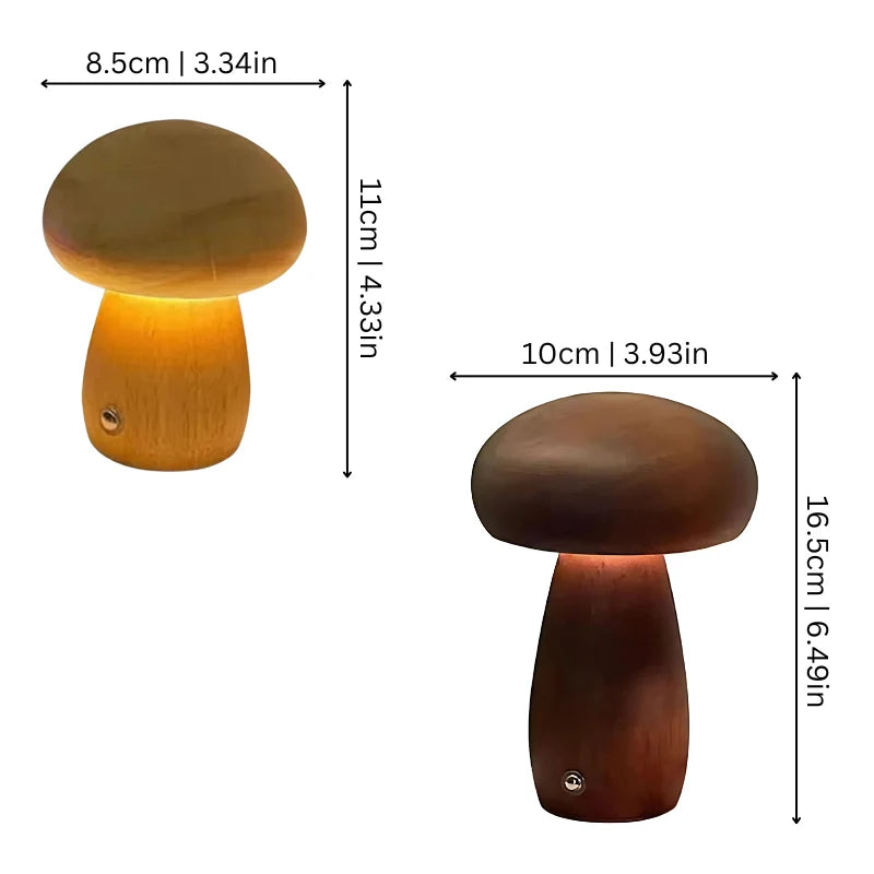Mushroom Night Light Dimmable & Flicker-Free USB Rechargeable