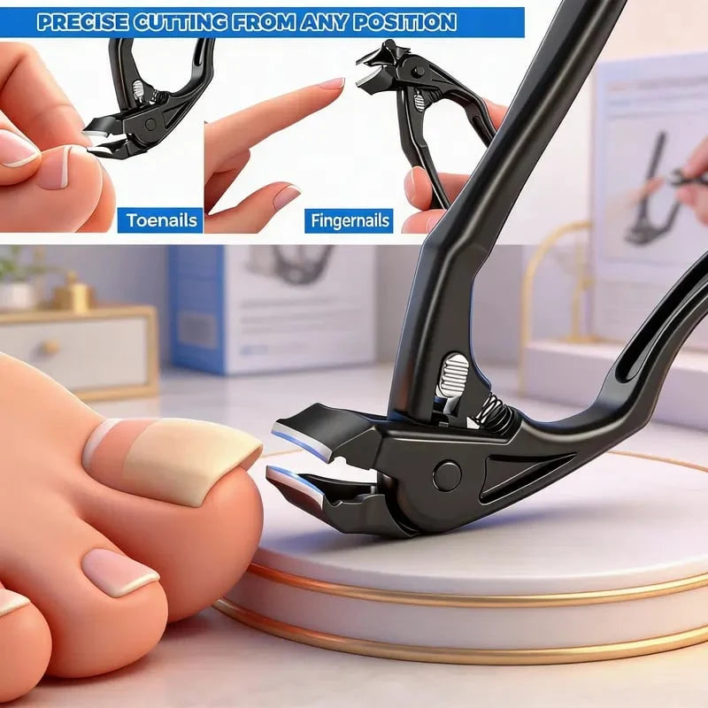 Nail Clippers Long Handle & Angled Head Curved Blades