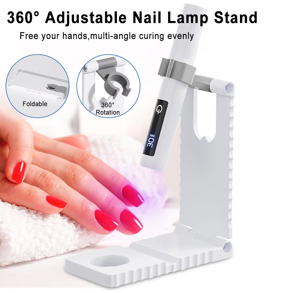 Nail Curing Pen USB Rechargeable 360° Foldable Stand