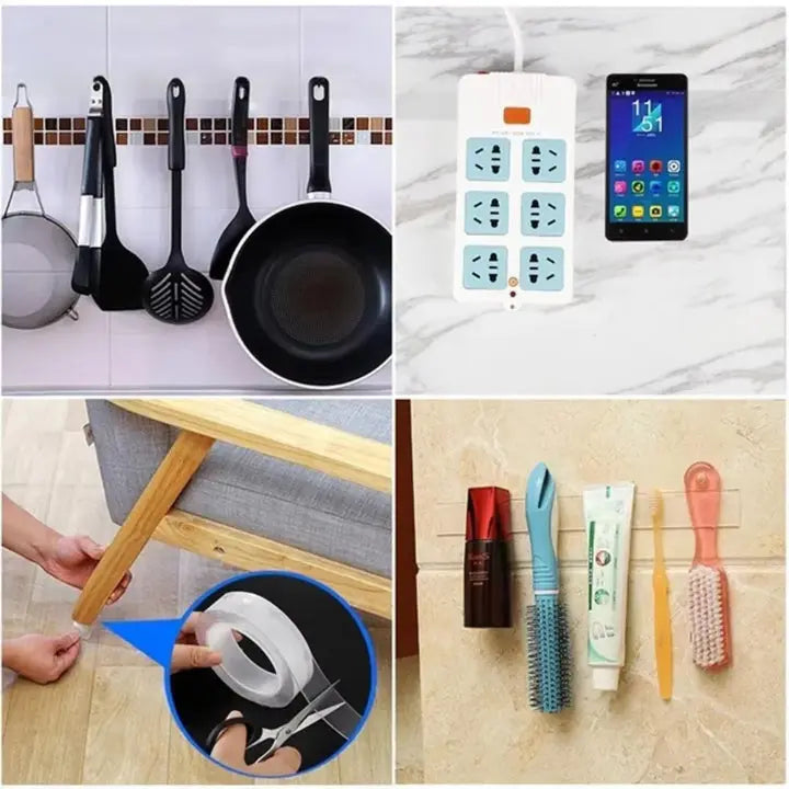 Nano Adhesive Tape Double-Sided Transparent Washable & Reusable