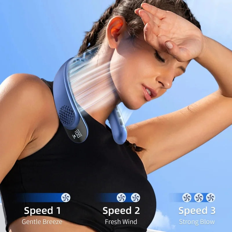 Neck Fan Bladeless 3-Speed LCD Display 4000 mAh Battery