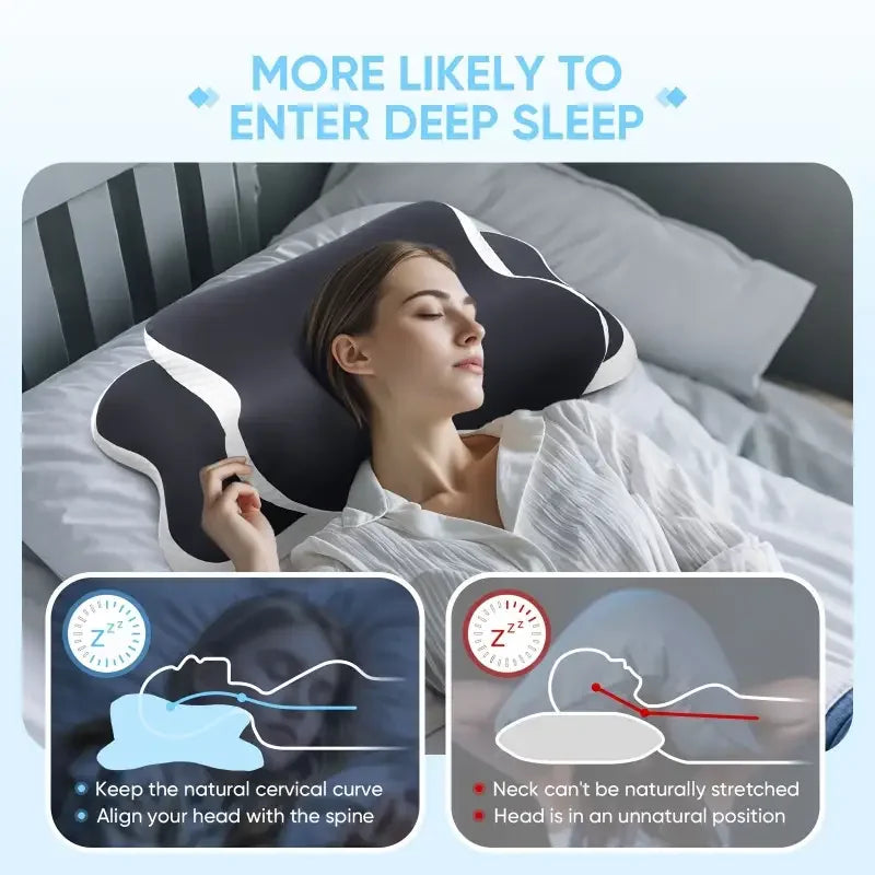 Neck Pillow Memory Foam Butterfly Shape Adjustable Double Height
