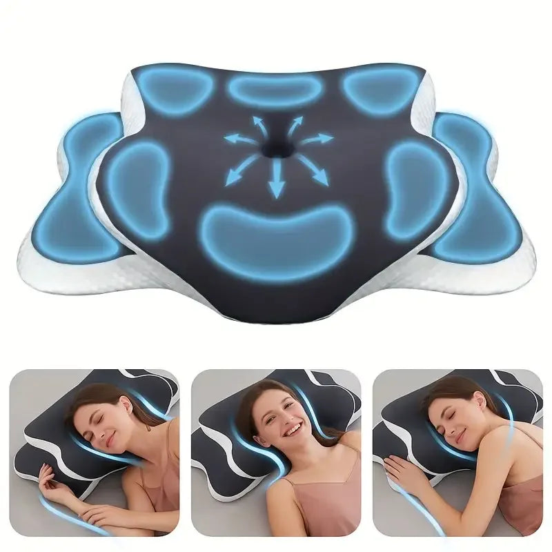Neck Pillow Memory Foam Butterfly Shape Adjustable Double Height