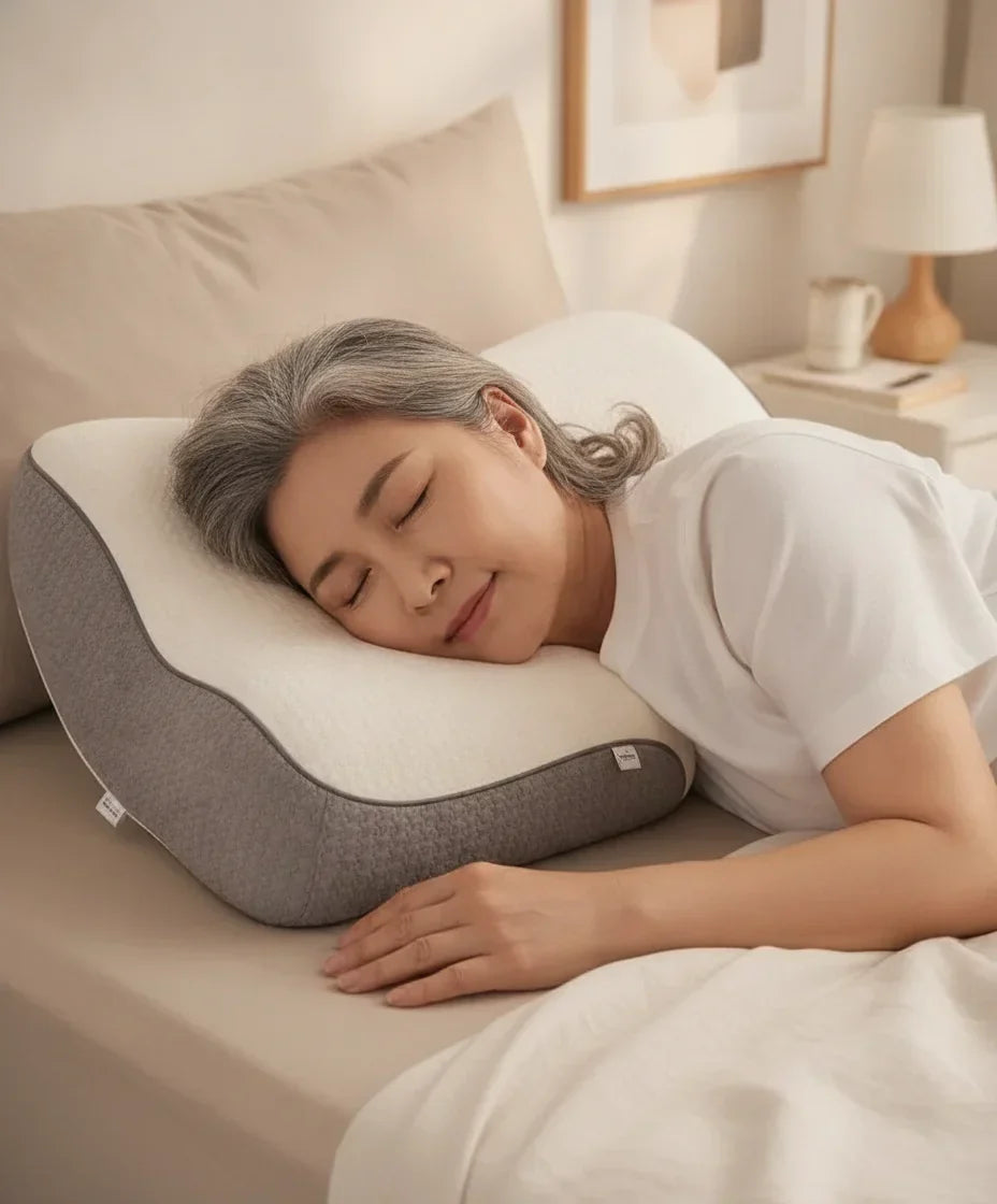 Neck Support Pillow Ergonomic Memory Foam Breathable Cover