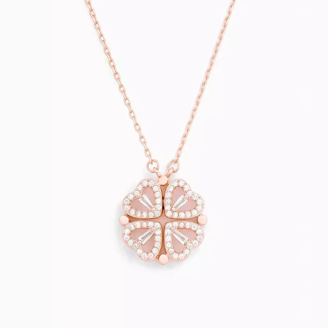 Necklace Convertible Heart Pendant Sparkling Finish