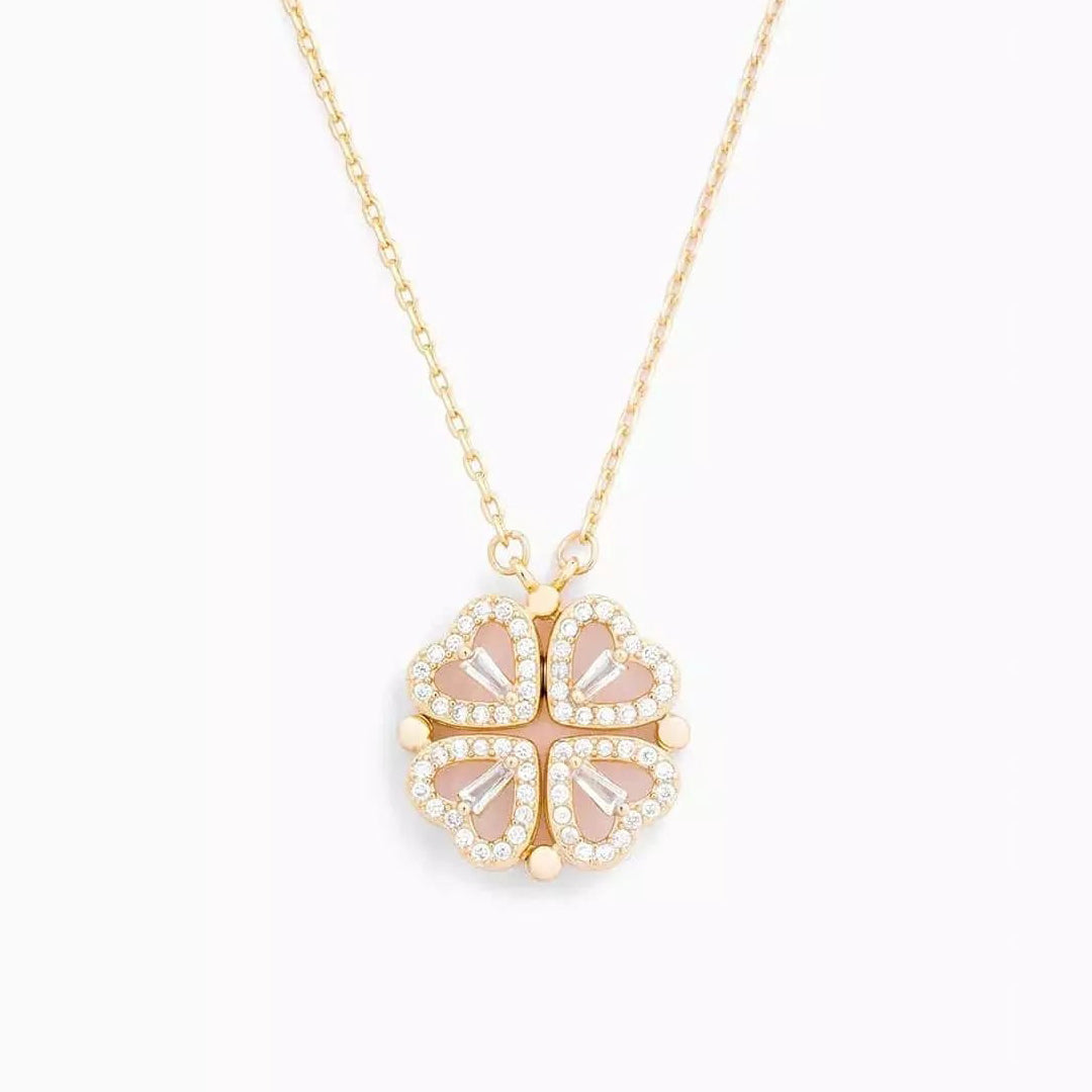 Necklace Convertible Heart Pendant Sparkling Finish