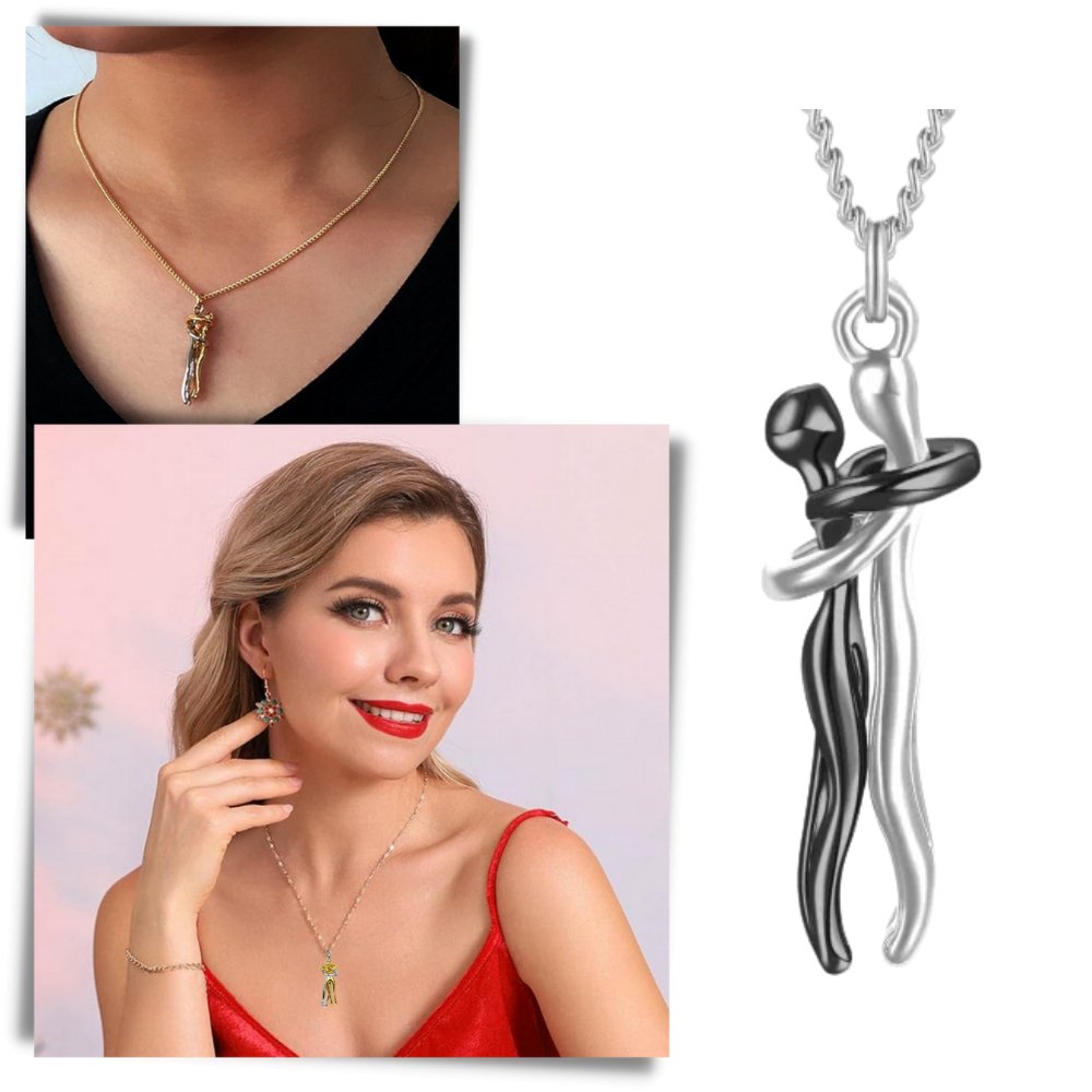 Necklace Embrace Pendant Silver Gold Rose Keepsake
