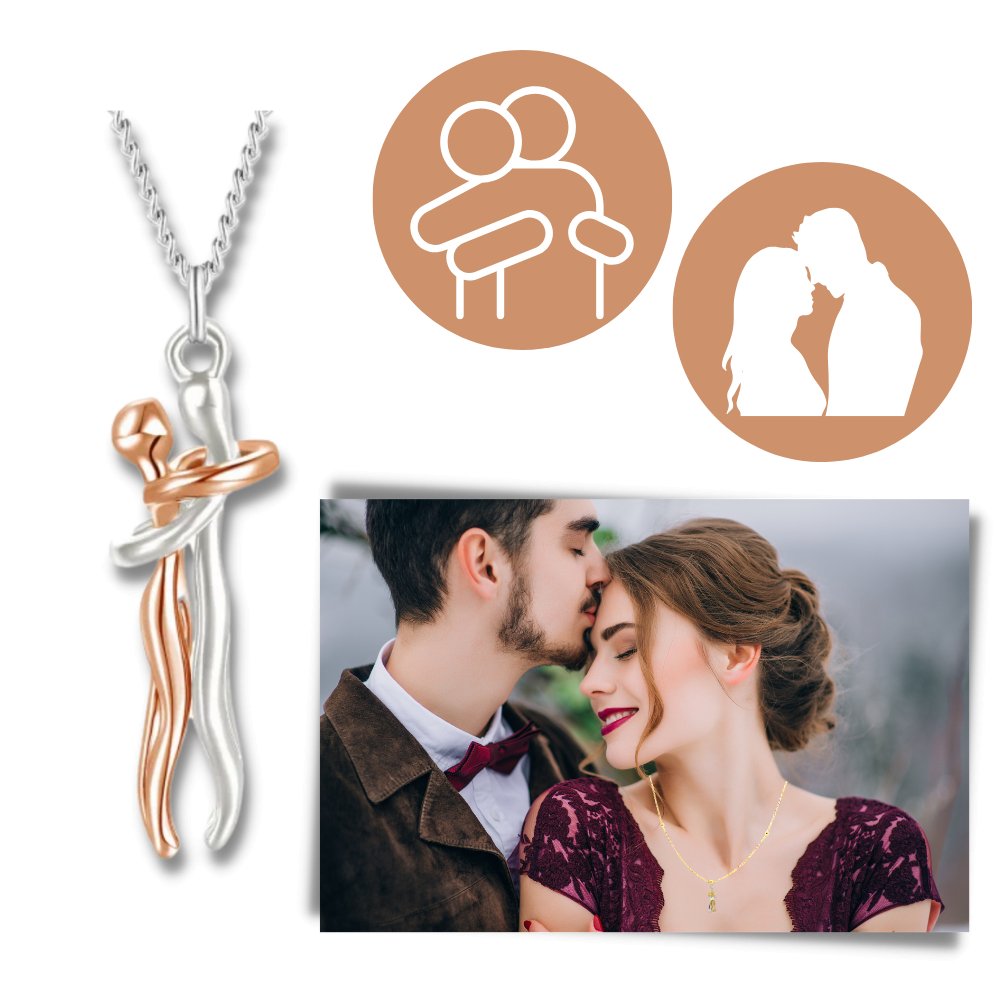 Necklace Embrace Pendant Silver Gold Rose Keepsake