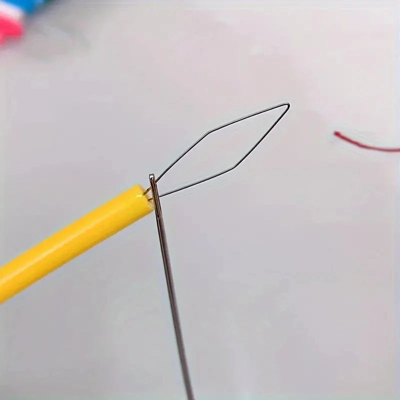Needle Threader Ergonomic Cylindrical Grip Reduces Eye Strain