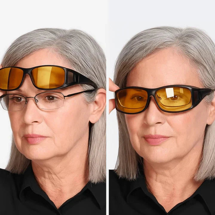 Night Driving Glasses Polarized Wraparound Fits Over Prescription Glasses