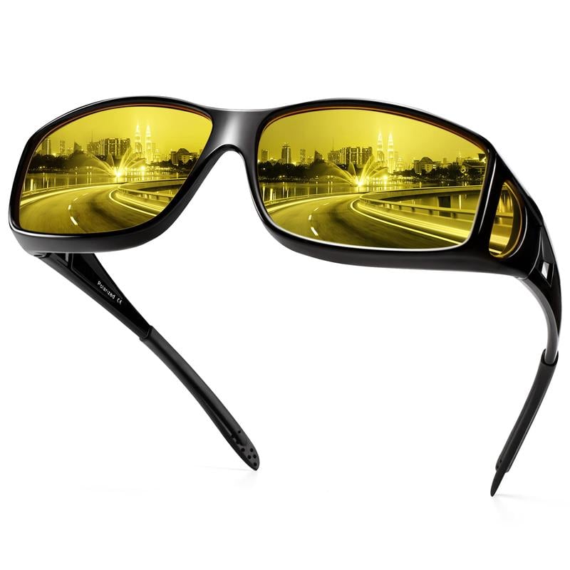 Night Driving Glasses Polarized Yellow Wraparound Side Protection
