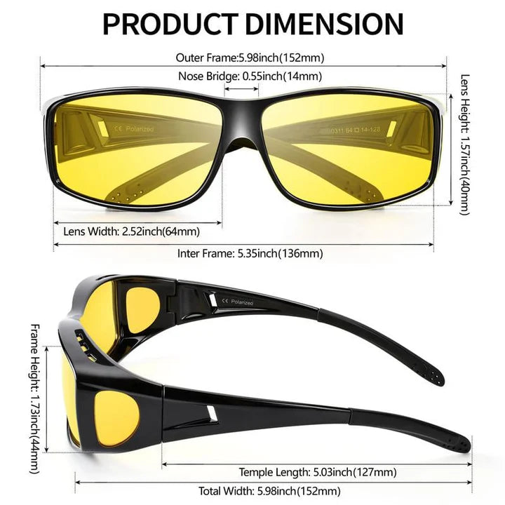 Night Driving Over-Glasses Polarized Yellow & Anti-Reflective