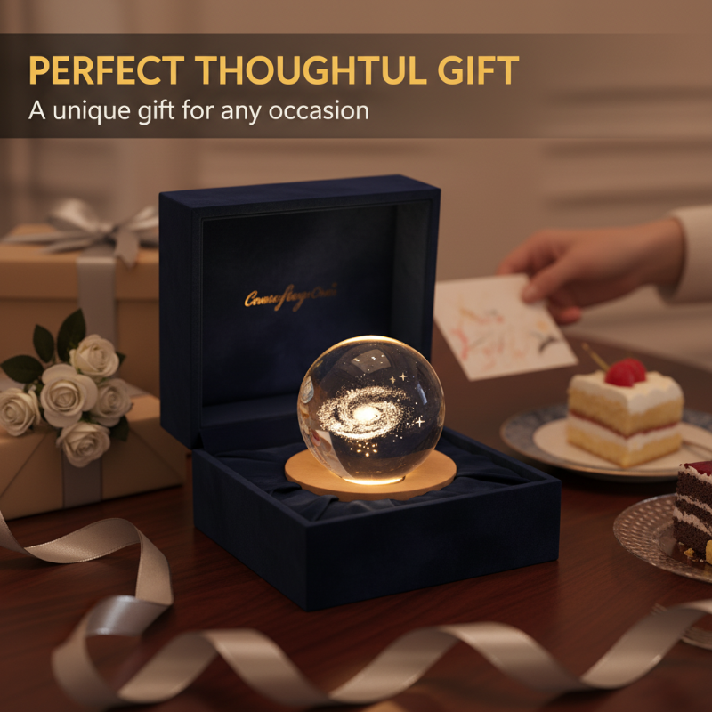 Night Light Crystal Glass 3D Engraved Wooden Base
