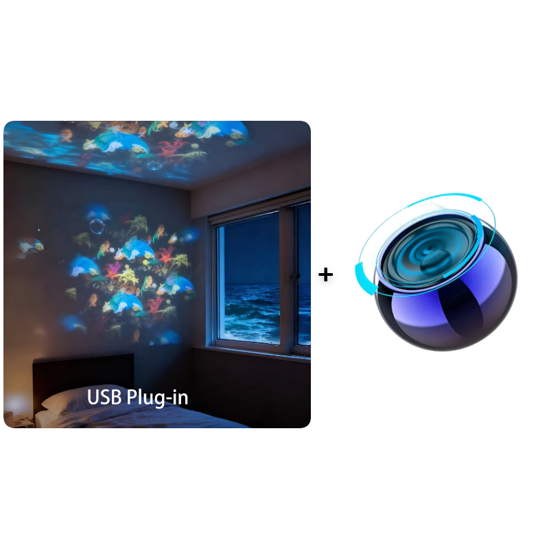 Night Light Projector Rotating Selectable Themes Rechargeable & USB