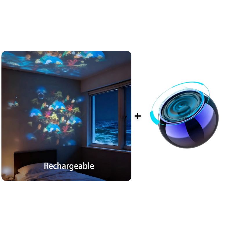 Night Light Projector Rotating Selectable Themes Rechargeable & USB