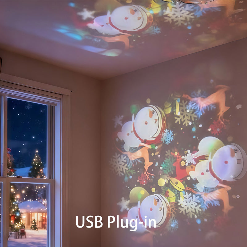 Night Light Projector Rotating Selectable Themes Rechargeable & USB